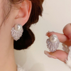 White Pearl Rhinestone Geometric Earrings