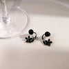 Black flower pearl earrings