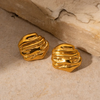 Anti tarnish wave gold earrings