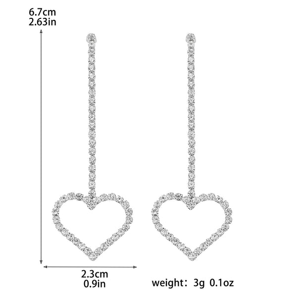 Heart shaped diamond dangle earrings