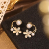 Elegant White Pearl Flower Earrings