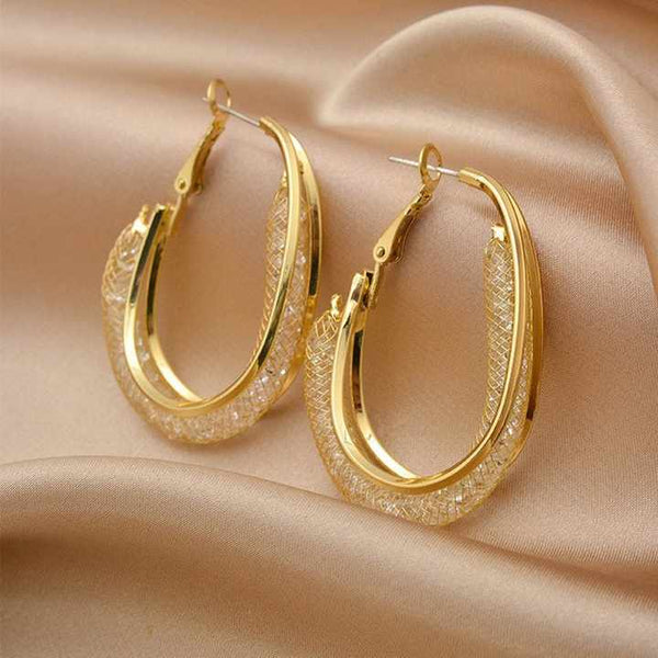 Gold-Plated Circular Hoop Earrings