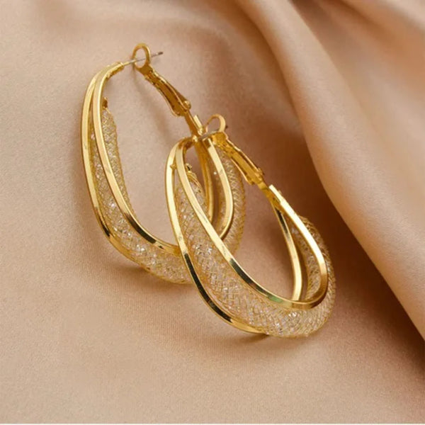 Gold-Plated Circular Hoop Earrings