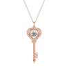 Heart Key Crystal Pendant Necklace