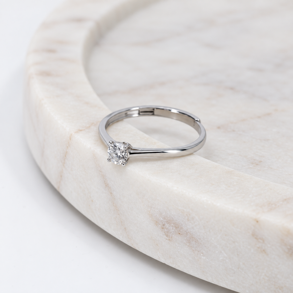 S925 Silver Classic Solitaire Adjustable Ring