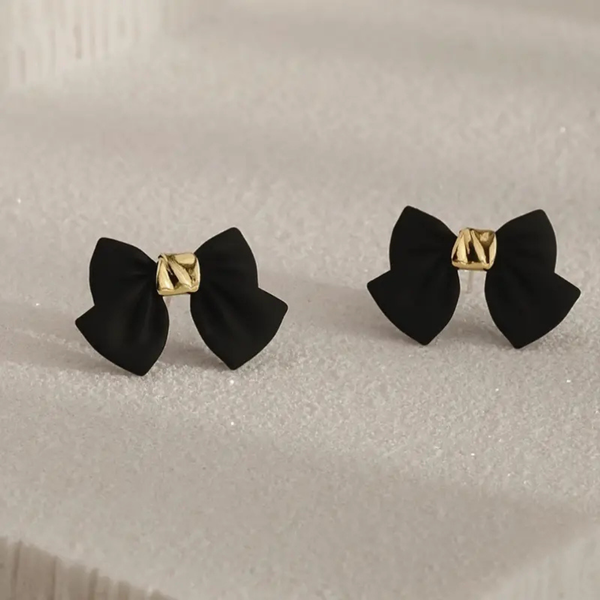 Love Korean Black Bow Earrings