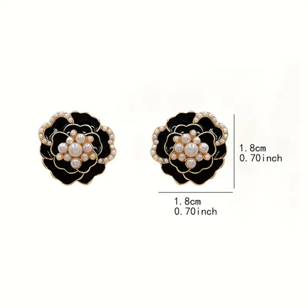 Black pearl flower Earring