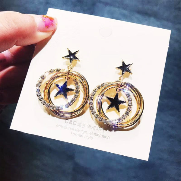 Gold-Toned Contemporary Drop Earrings