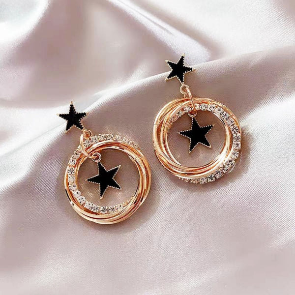 Gold-Toned Contemporary Drop Earrings