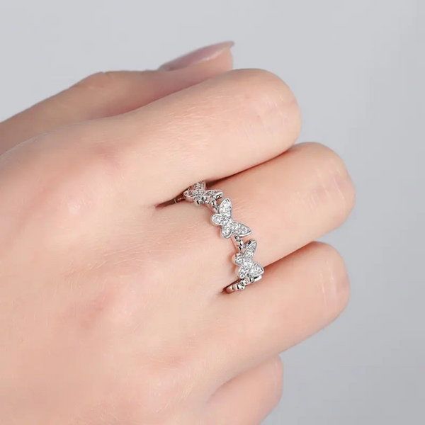 Silver Shine Butterfly Ring