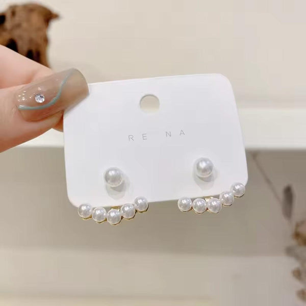 Pearl and Gold Multi-Pearl Earrings