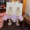 Zircon Geometry Maple Leaf Tassel Earrings
