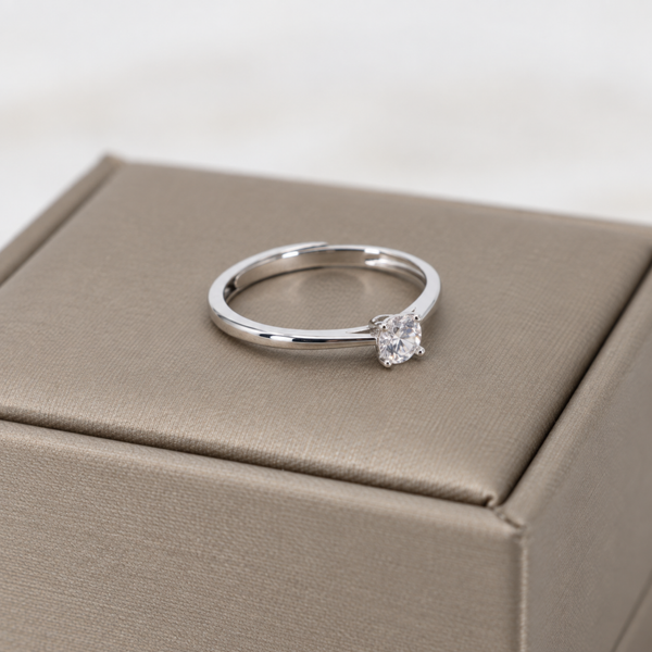 S925 Silver Classic Solitaire Adjustable Ring