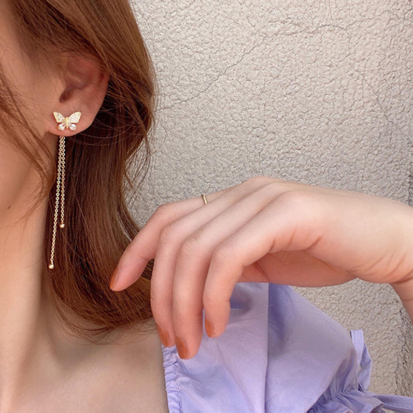 Long Chain Butterfly earrings