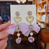 Zircon Geometry Maple Leaf Tassel Earrings