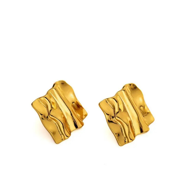 Anti tarnish gold square shape earrings