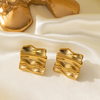 Anti tarnish gold square shape earrings