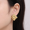 Anti tarnish gold square shape earrings