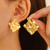 Anti tarnish gold square shape earrings