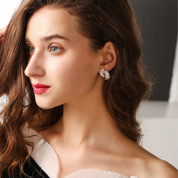 Crossover Double Layer Earrings