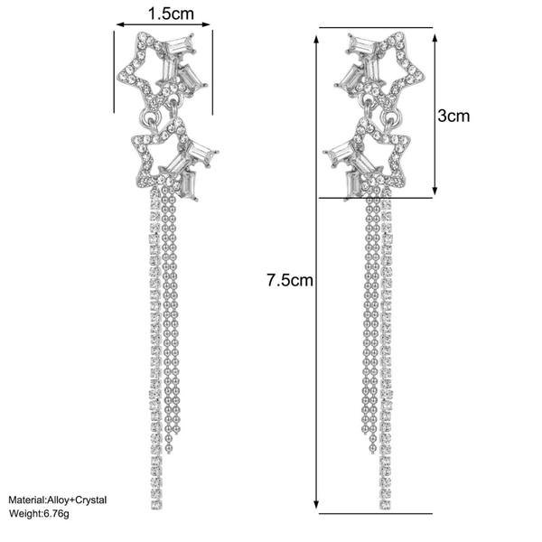 Starry Shine Rhinestone Dangle Chain Earrings