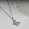 Silver Butterfly Zircon Pendant Necklace