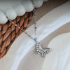 Silver Butterfly Zircon Pendant Necklace