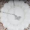 Silver Butterfly Zircon Pendant Necklace