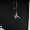 Silver Butterfly Zircon Pendant Necklace