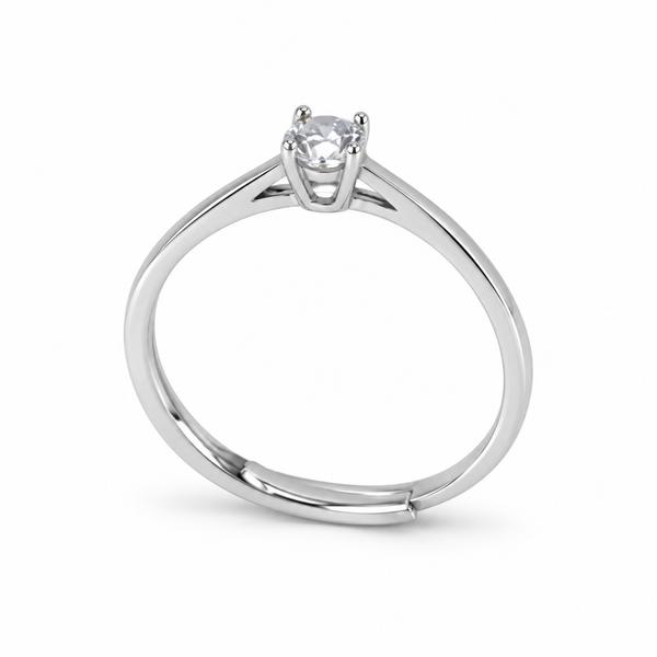 S925 Silver Classic Solitaire Adjustable Ring