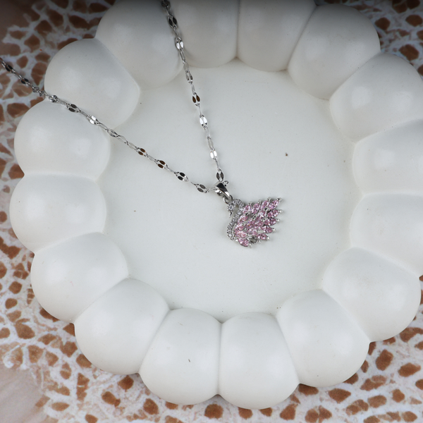 Love silver pink swan pandent