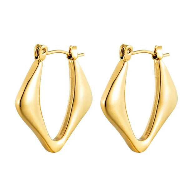 Anti tarnish classy Triangle gold hoops earrings