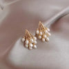 Gold and Pearl Cluster Earrings