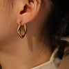 Anti tarnish classy Triangle gold hoops earrings