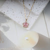 Gold Plated Pink Flower Pendant Necklace