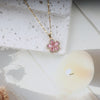Gold Plated Pink Flower Pendant Necklace
