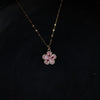 Gold Plated Pink Flower Pendant Necklace