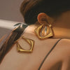 Anti tarnish classy Triangle gold hoops earrings