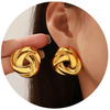 Anti tarnish gold round stud earrings