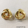 Anti tarnish gold round stud earrings