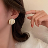 White Glaze Irregular Round Earrings