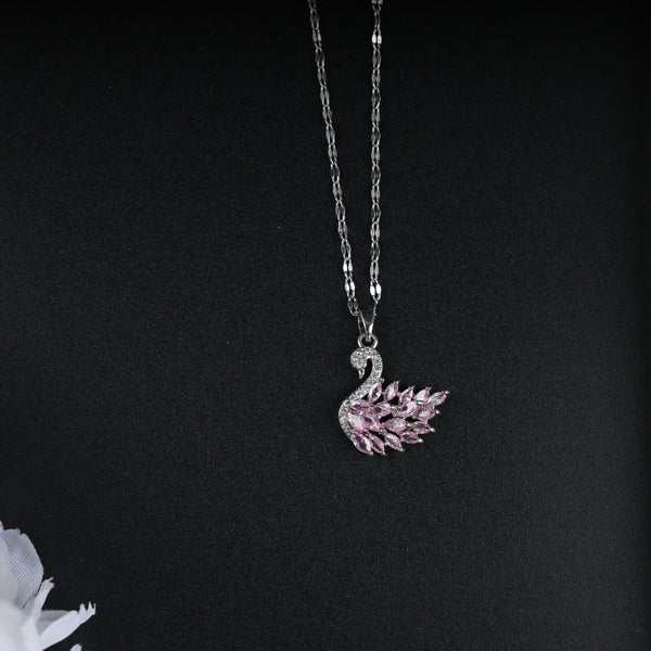 PinkSwan CrystelSilver Chain Necklace