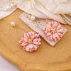 Large Pink Petal Pearl Earrings