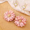 Large Pink Petal Pearl Earrings