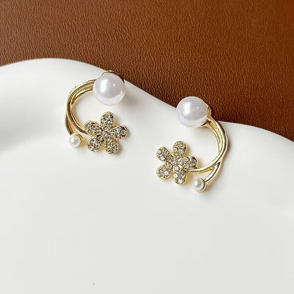 Combo Of 4 Rhinestone Pearl Earrings