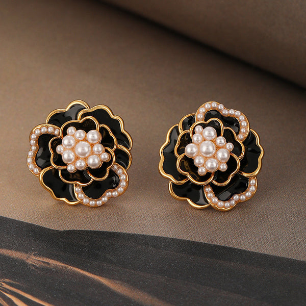 Pack Of 3 Black Gold Plated Earring