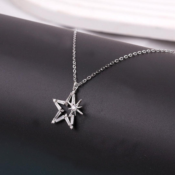 Silver Necklace with Star-Shaped Pendant