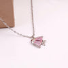 Silver Necklace with Pink Crystal Fish Pendant