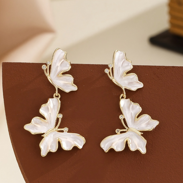 Golden Plated French Butterfly Drop Earring