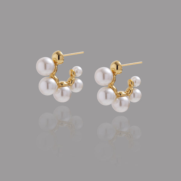 Combo Of 2 Gold & Pearl Mini-Hoops Earring